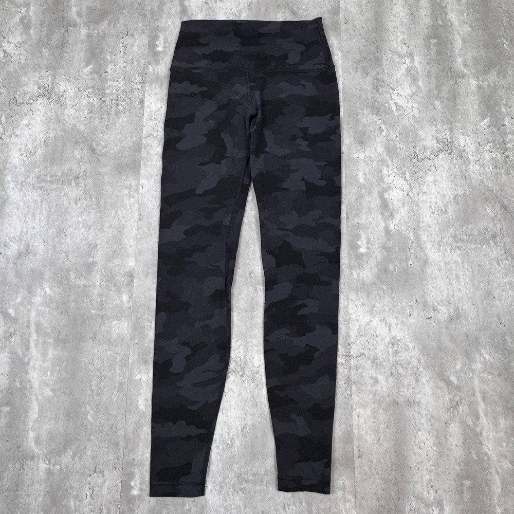 Lululemon Pants Womens 6 Black Camo‎ High Rise Ankle Leggings Yoga Align Nulu